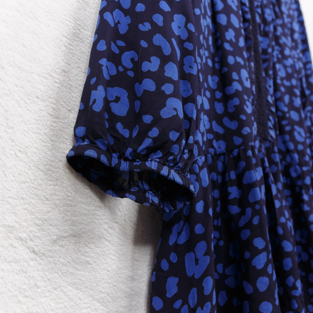 HD in PARIS Anthropologie Ressica Tunic Blouse Blue Geometric Abstract Sz‎ S - Picture 6 of 8
